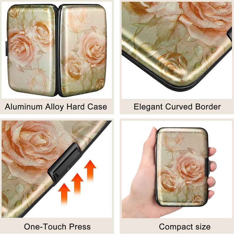 ELFISH Mini RFID Aluminum Wallet Credit Cards Holder Business Card Case Metal ID Case for Men Women(Champagne rose) - Image 3